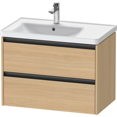 Duravit ketho meuble avec 2 tiroirs pour lavabo à gauche 78.4x45.5x54.9cm avec poignées anthracite chêne naturel mat