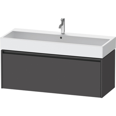 Duravit Ketho 2 Meuble sous-lavabo avec 1 tiroir pour lavabo simple 118.4x46x44cm avec poignée graphite anthracite mat