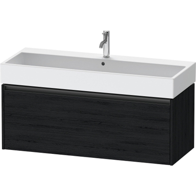 Duravit Ketho.2 Wastafelonderbouwkast - met 1 lade - voor enkele wastafel - 118.4x46x44cm - met greep antraciet - eiken zwart mat
