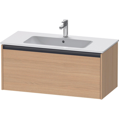 Duravit Ketho.2 Wastafelonderbouwkast - met 1 lade - 101x48x44cm - met greep antraciet - natuur eiken mat
