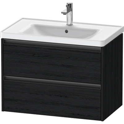 Duravit Ketho.2 Wastafelonderbouwkast - met 2 laden - 78.4x45.5x54.9cm - met grepen antraciet - eiken zwart mat