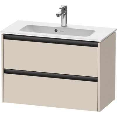 Duravit Ketho.2 Wastafelonderbouwkast - met 2 laden - 81x39x54.9cm - met grepen antraciet - taupe supermat
