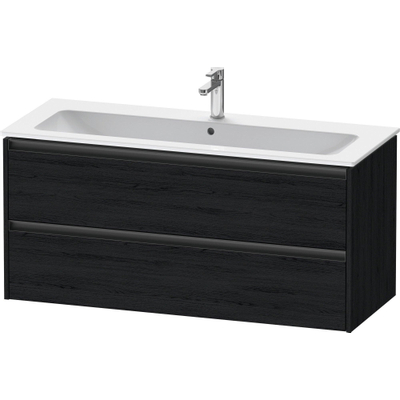 Duravit Ketho 2 meuble sous-lavabo avec 2 tiroirs pour lavabo simple 121x48x55cm avec poignées chêne anthracite noir mat