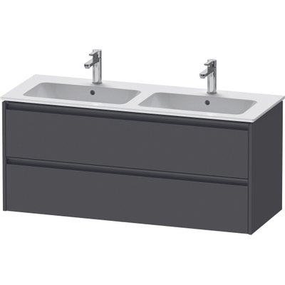Duravit Ketho.2 Wastafelonderbouwkast - met 2 laden - voor dubbele wastafel - 128x48x55cm - met grepen antraciet - grafiet mat