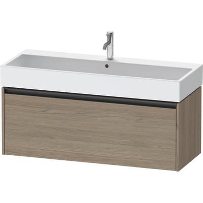 Duravit Ketho 2 meuble sous-lavabo avec 1 tiroir pour lavabo simple 118,4x46x44cm avec poignée chêne terra mat anthracite