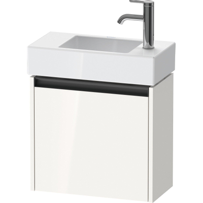 Duravit Ketho 2 meuble bas sous-lavabo avec 1 porte 48.4x23.8x44cm gauche, avec poignée blanc brillant anthracite