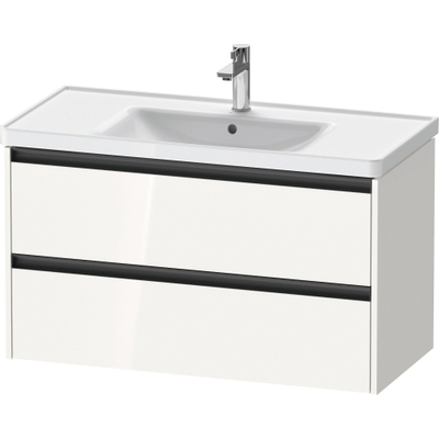 Duravit Ketho 2 wastafelonderbouwkast met 2 laden 98.4x45.5x54.9cm met grepen antraciet hoogglans wit