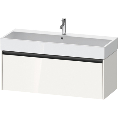 Duravit Ketho 2 meuble sous-lavabo avec 1 tiroir pour lavabo simple 118,4x46x44cm avec poignée anthracite blanc brillant