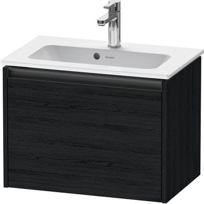 Duravit Ketho.2 Wastafelonderbouwkast - met 1 lade - 61x39x44cm - met greep antraciet - eiken zwart mat