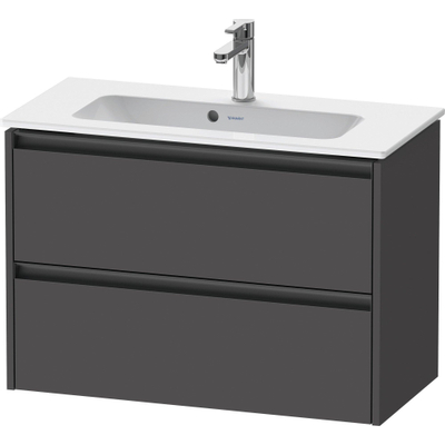 Duravit Ketho.2 Wastafelonderbouwkast - met 2 laden - 81x39x54.9cm - met grepen antraciet - grafiet mat