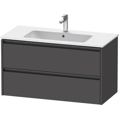 Duravit Ketho.2 Wastafelonderbouwkast - met 2 laden - 101x48x55cm - met grepen antraciet - grafiet mat
