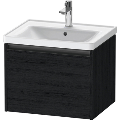 Duravit Ketho.2 Wastafelonderbouwkast - met 1 lade - 58.4x45.5x44cm - met greep antraciet - eiken zwart mat