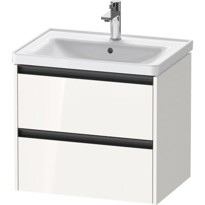 Duravit Ketho.2 Wastafelonderbouwkast - met 2 laden - 63.4x45.5x54.9cm - met grepen antraciet - hoogglans wit