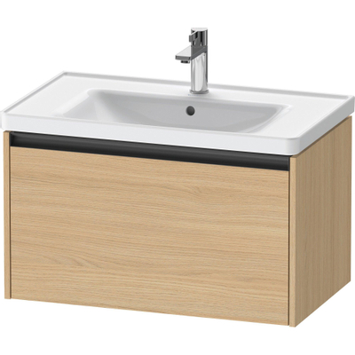 Duravit ketho meuble 2 vasques avec 1 tiroir 78.4x45.5x44cm avec poignée anthracite chêne naturel mat