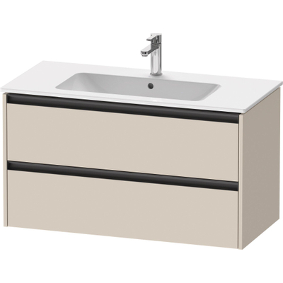 Duravit Ketho 2 wastafelonderbouwkast met 2 laden 101x48x55cm met grepen antraciet taupe supermat