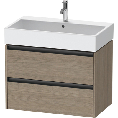 Duravit Ketho 2 meuble sous-lavabo avec 2 tiroirs 78.4x46x54.9cm avec poignées chêne anthracite terra mat