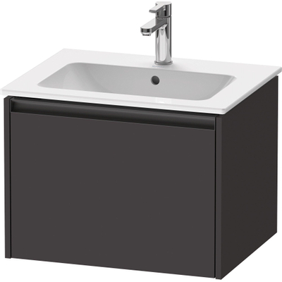 Duravit Ketho.2 Wastafelonderbouwkast - met 1 lade - 61x48x44cm - met greep antraciet - grafiet supermat