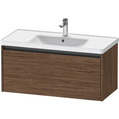 Duravit Ketho 2 meuble sous-lavabo avec 1 tiroir 98.4x45.5x44cm avec poignée anthracite noyer foncé mat