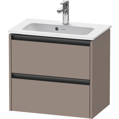 Duravit Ketho 2 meuble bas sous lavabo avec 2 tiroirs 61x39x54.9cm avec poignées anthracite basalte mat