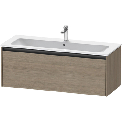 Duravit Ketho.2 Wastafelonderbouwkast - met 1 lade - voor enkele wastafel - 121x48x44cm - met greep antraciet - eiken terra mat