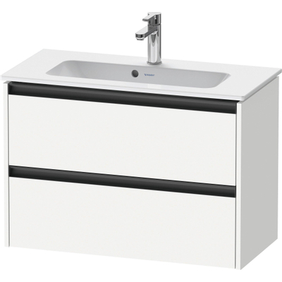Duravit Ketho.2 Wastafelonderbouwkast - met 2 laden - 81x39x54.9cm - met grepen antraciet - wit mat