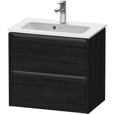 Duravit Ketho.2 Wastafelonderbouwkast - met 2 laden - 61x39x54.9cm - met grepen antraciet - eiken zwart mat
