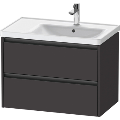 Duravit Ketho.2 Wastafelonderbouwkast - met 2 laden - voor waskom rechts - 78.4x45.5x54.9cm - met grepen antraciet - grafiet supermat