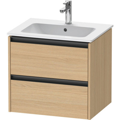 Duravit Ketho.2 Wastafelonderbouwkast - met 2 laden - 61x48x55cm - met grepen antraciet - natuur eiken mat