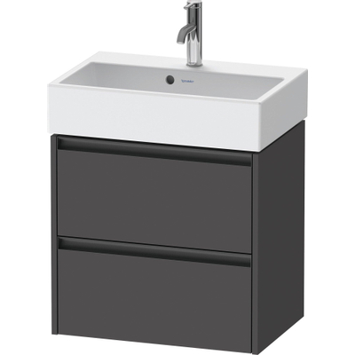 Duravit Ketho.2 Wastafelonderbouwkast - met 2 laden - 58.4x39x54.9cm - met grepen antracietgrafiet - mat grafiet (grijs)