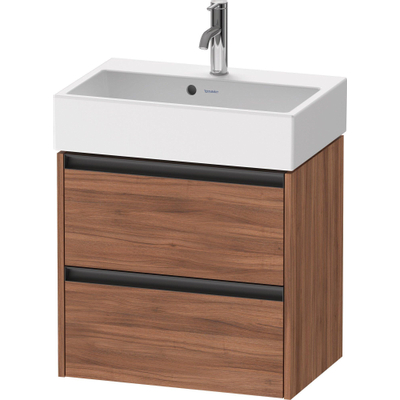 Duravit Ketho.2 Wastafelonderbouwkast - met 2 laden - 58.4x39x54.9cm - met grepen antraciet - noten mat