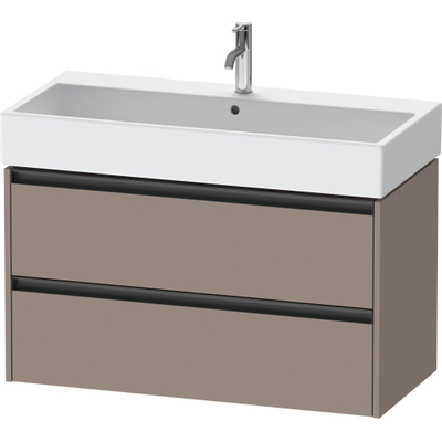 Duravit Ketho.2 Wastafelonderbouwkast - met 2 laden - 98.4x46x54.9cm - met grepen antraciet - basalt mat