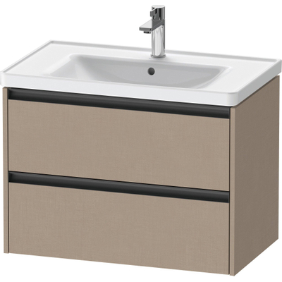 Duravit Ketho 2 wastafelonderbouwkast met 2 laden 78.4x45.5x54.9cm met grepen antraciet Linnen mat