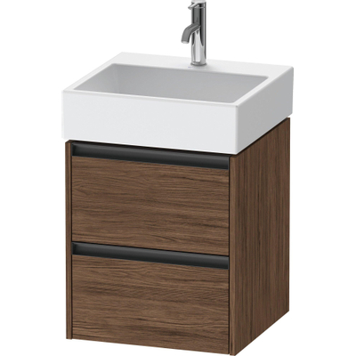 Duravit Ketho.2 Wastafelonderbouwkast - met 2 laden - 48.4x46x54.9cm - met grepen antraciet - donker noten mat