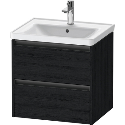 Duravit Ketho.2 Wastafelonderbouwkast - met 2 laden - 58.4x45.5x54.9cm - met grepen antracieteiken - mat zwart eiken (hout)
