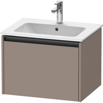 Duravit Ketho.2 Wastafelonderbouwkast - met 1 lade - 61x48x44cm - met greep antraciet - basalt mat