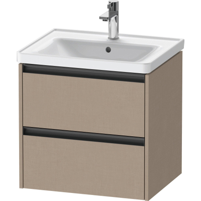 Duravit Ketho 2 Meuble sous-lavabo - 2 tiroirs - 58.4x45.5x54.9cm - poignées anthracite - lin mat