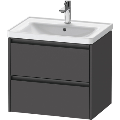 Duravit Ketho.2 Wastafelonderbouwkast - met 2 laden - 63.4x45.5x54.9cm - met grepen antraciet - grafiet mat