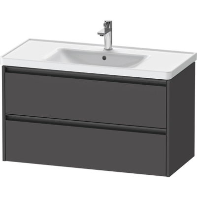 Duravit Ketho 2 meuble sous-lavabo avec 2 tiroirs 98.4x45.5x54.9cm avec poignées graphite anthracite mat