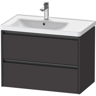 Duravit Ketho.2 Wastafelonderbouwkast - met 2 laden - voor waskom links - 78.4x45.5x54.9cm - met grepen antraciet - grafiet supermat