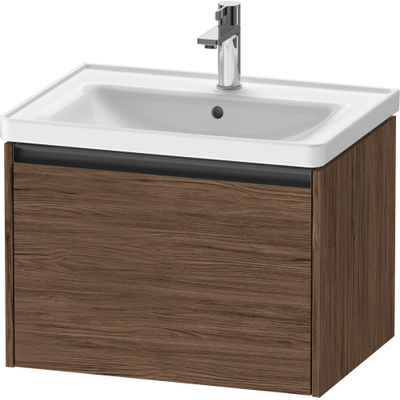 Duravit ketho 2 meuble sous lavabo avec 1 tiroir 63.4x45.5x44cm avec poignée anthracite noyer foncé mat