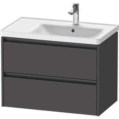 Duravit Ketho.2 Wastafelonderbouwkast - met 2 laden - voor waskom rechts - 78.4x45.5x54.9cm - met grepen antraciet - grafiet mat