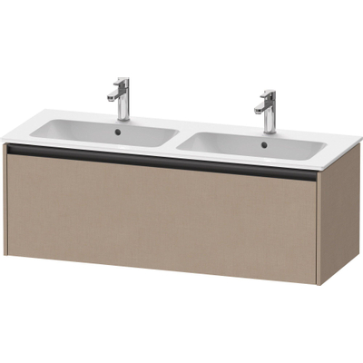 Duravit Ketho.2 Wastafelonderbouwkast - met 1 lade - voor dubbele wastafel - 128x48x44cm - met greep antraciet - linnen mat