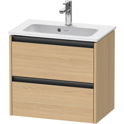 Duravit ketho 2 meuble sous lavabo avec 2 tiroirs 61x39x54.9cm avec poignées anthracite chêne naturel mat