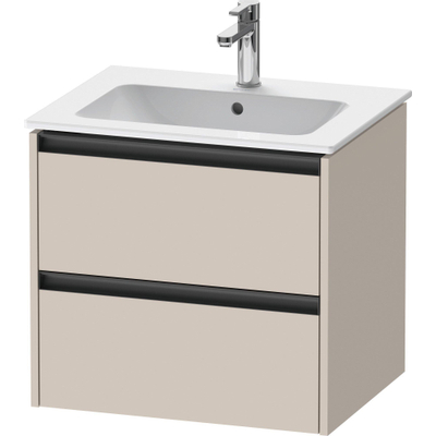 Duravit Ketho.2 Wastafelonderbouwkast - met 2 laden - 61x48x55cm - met grepen antraciet - taupe mat
