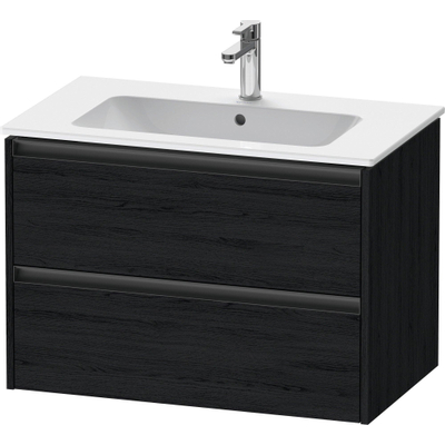 Duravit Ketho 2 meuble sous-lavabo avec 2 tiroirs 81x48x55cm avec poignées chêne anthracite noir mat