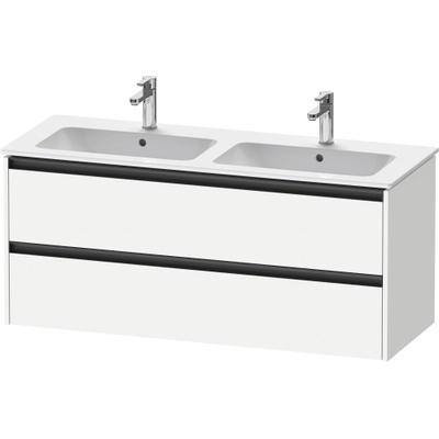 Duravit Ketho.2 Wastafelonderbouwkast - met 2 laden - voor dubbele wastafel - 128x48x55cm - met grepen antraciet - wit mat