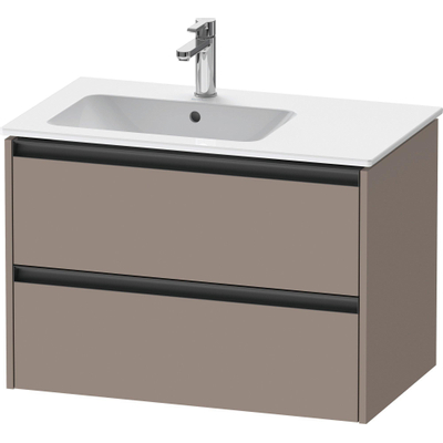 Duravit Ketho 2 meuble sous lavabo avec 2 tiroirs pour vasque à gauche 81x48x54.9cm avec poignées basalte anthracite mat
