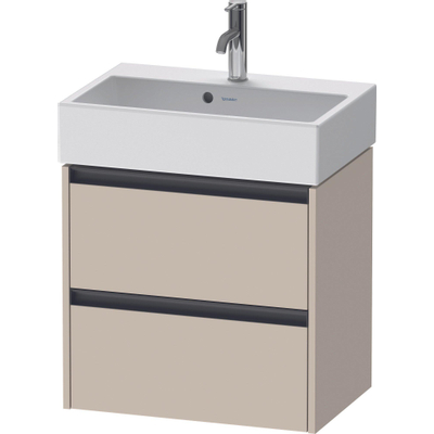 Duravit Ketho 2 Meuble sous-lavabo - 2 tiroirs - 58.4x39x54.9cm - poignées anthracite - taupe super mat