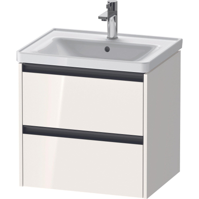 Duravit Ketho 2 Meuble sous-lavabo - 2 tiroirs - 58.4x45.5x54.9cm - poignées anthracite - blanc brillant