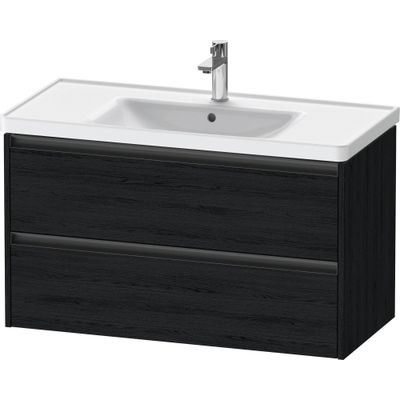 Duravit Ketho.2 Wastafelonderbouwkast - met 2 laden - 98.4x45.5x54.9cm - met grepen antraciet - eiken zwart mat